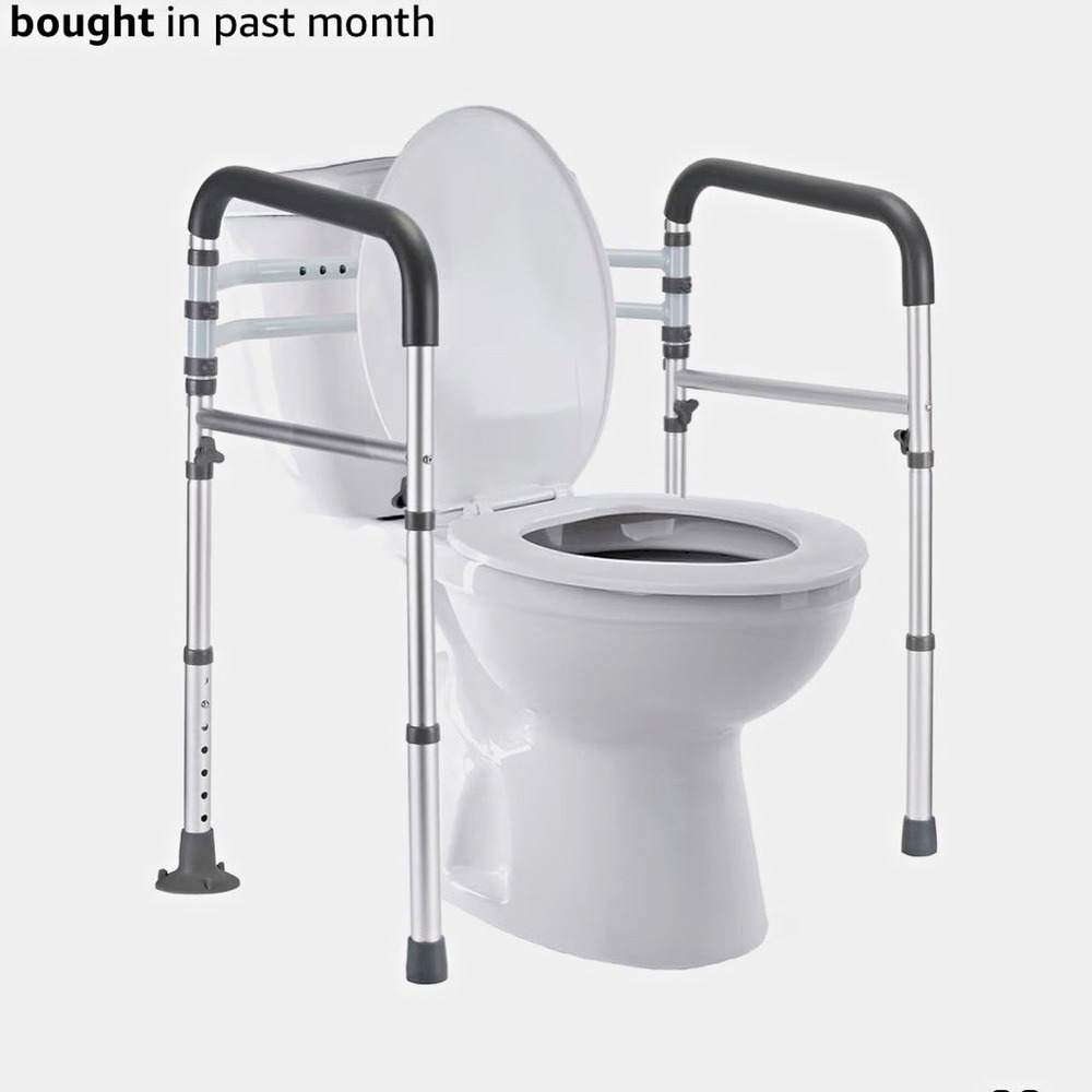 LIANJINDUN Adjustable Foldable Toilet Safety Frame, 350 lb Capacity, Gray